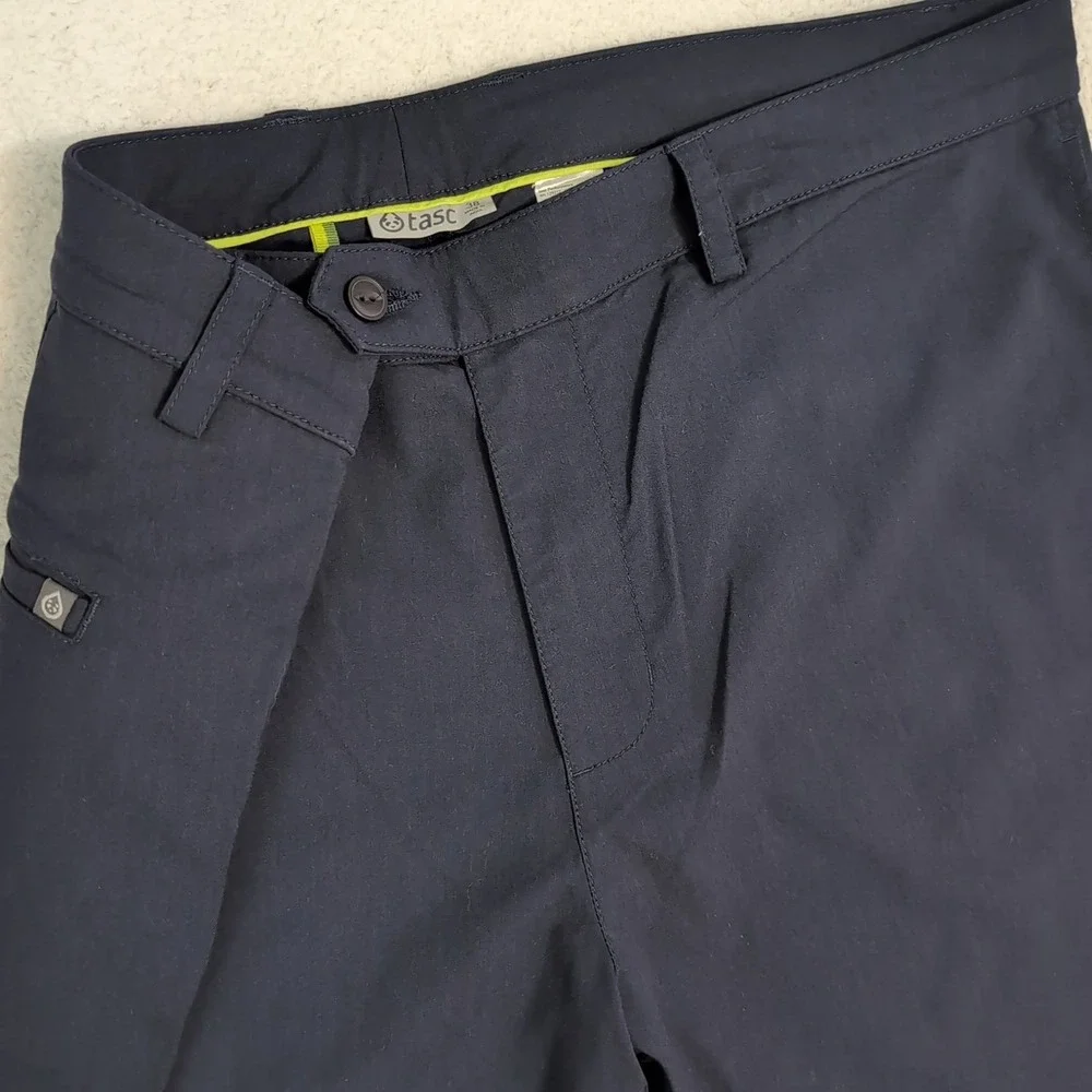 Tasc Mens 38x30 Motion Pant Straight Fit Blue Bamboo Viscose Stretch Water Resis